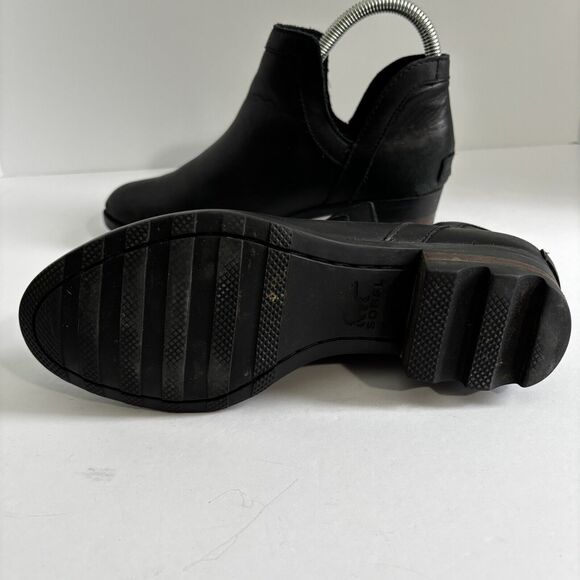 Sorel Lolla II Cut Out Bootie Black Leather Boots Women's Size 6 US, 37 EU - Picture 6 of 10